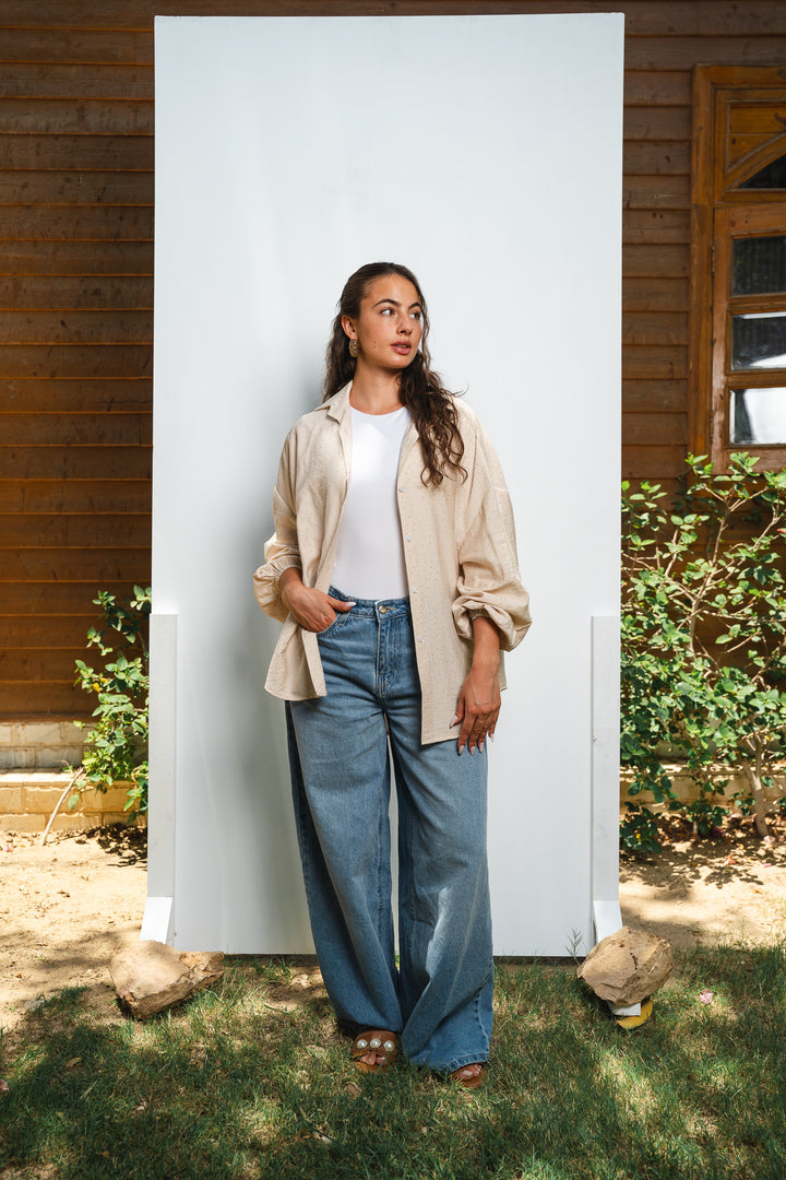 Rhinestone Oversized Shirt