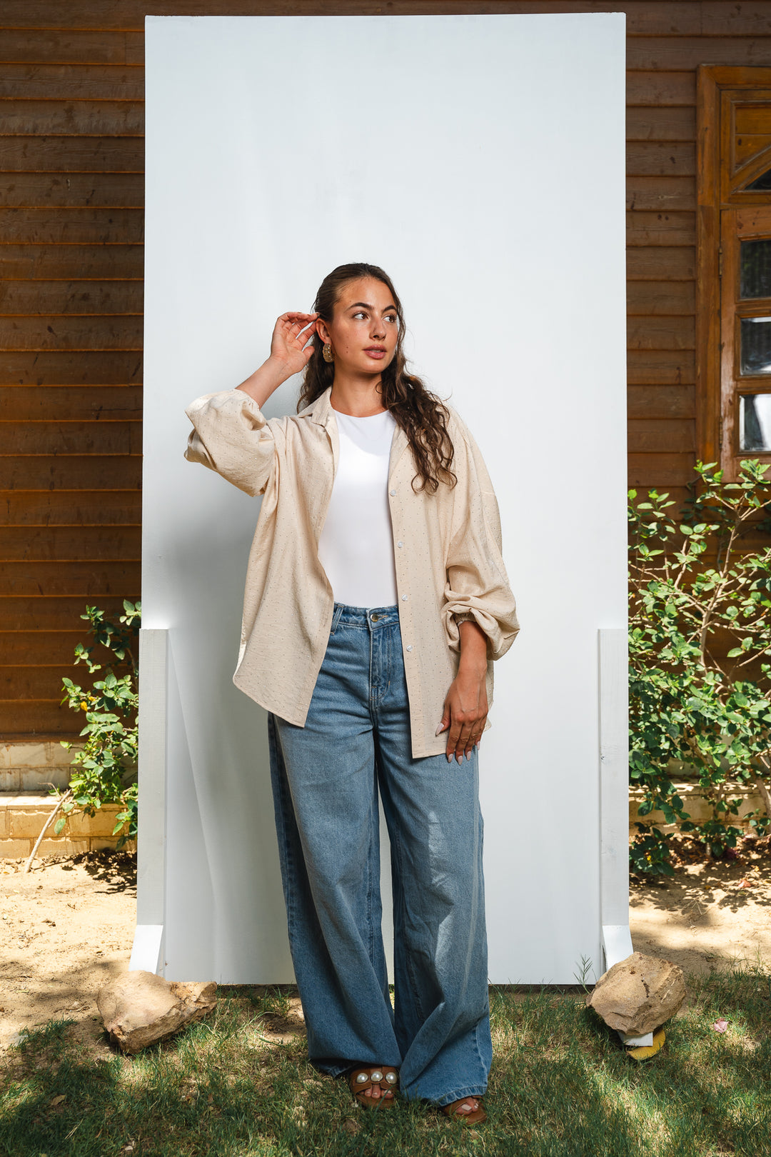 Rhinestone Oversized Shirt