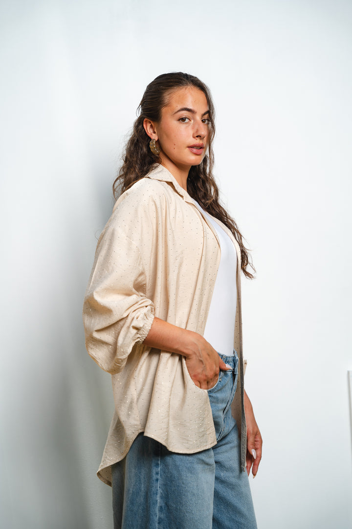 Rhinestone Oversized Shirt