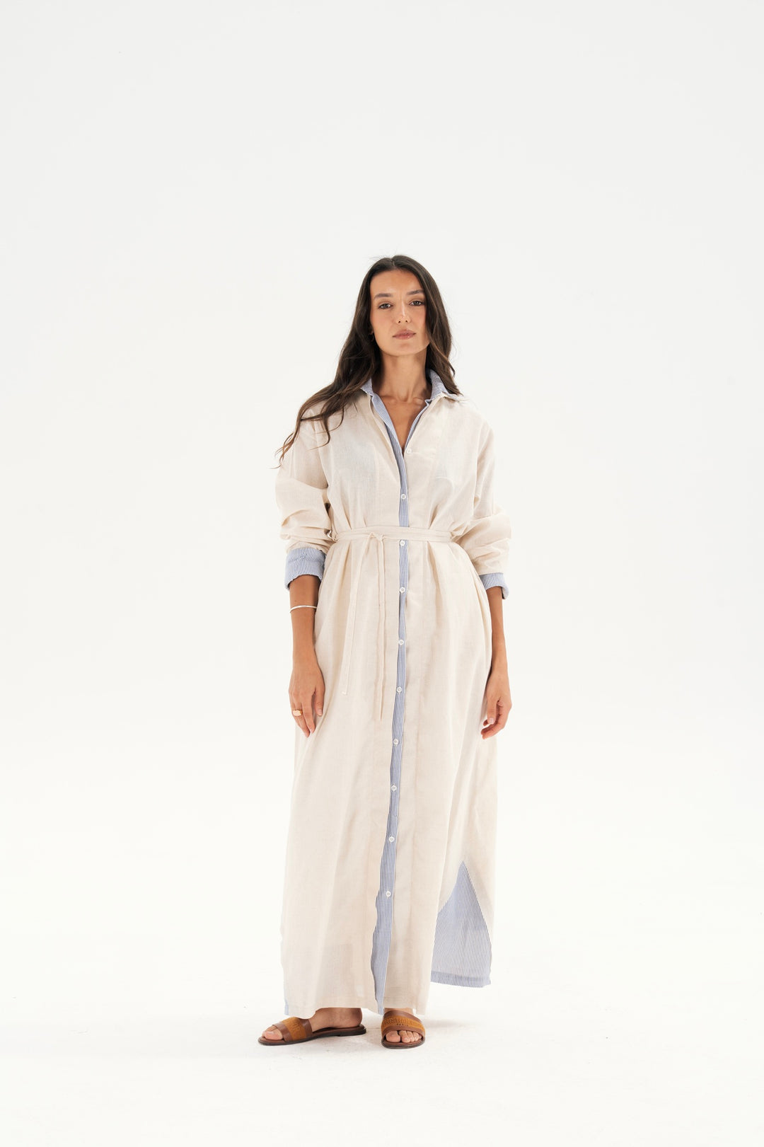 Belted Maxi Shirt Dress