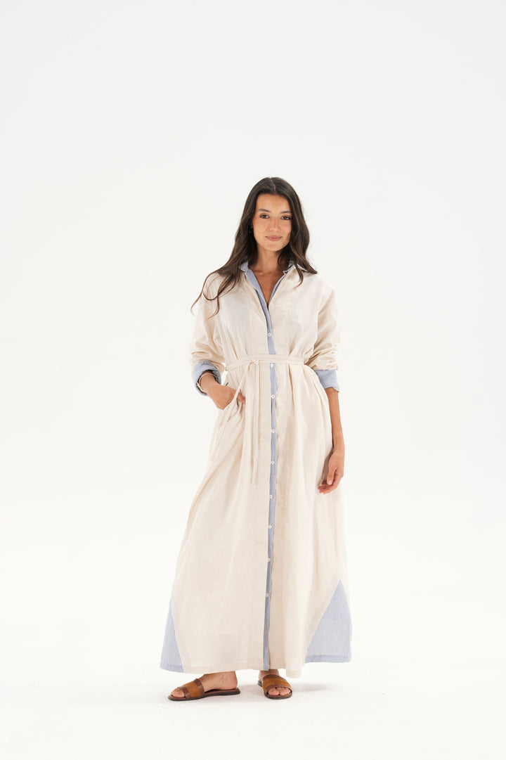 Belted Maxi Shirt Dress