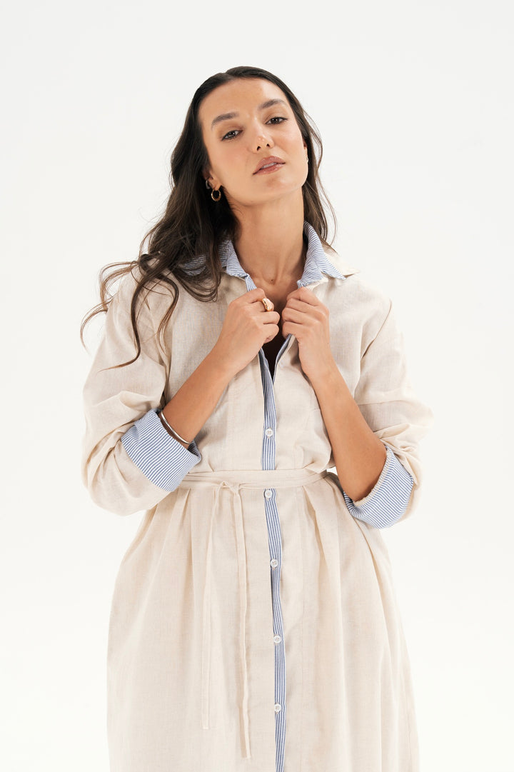 Belted Maxi Shirt Dress