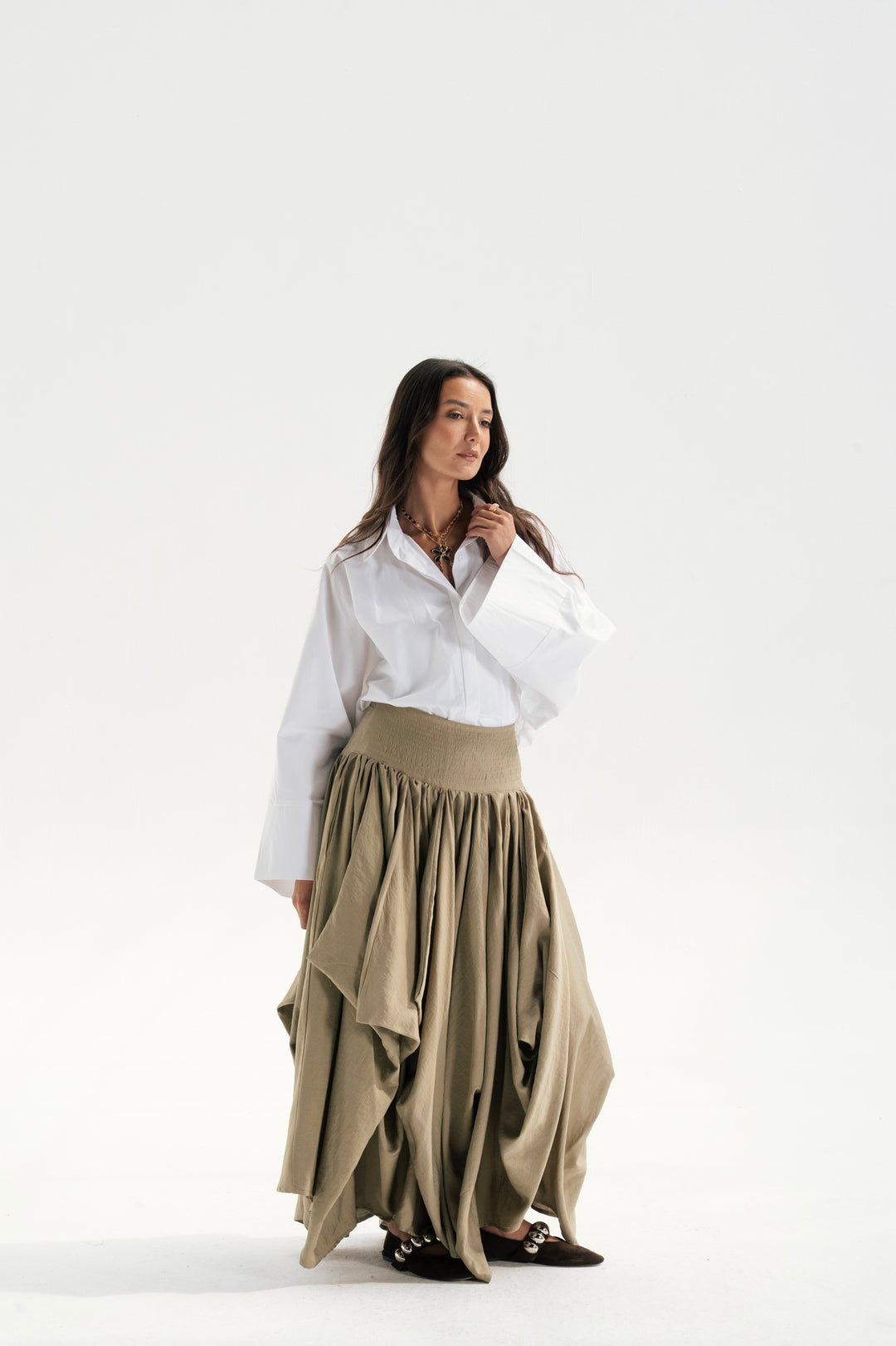 Draped Maxi Skirt