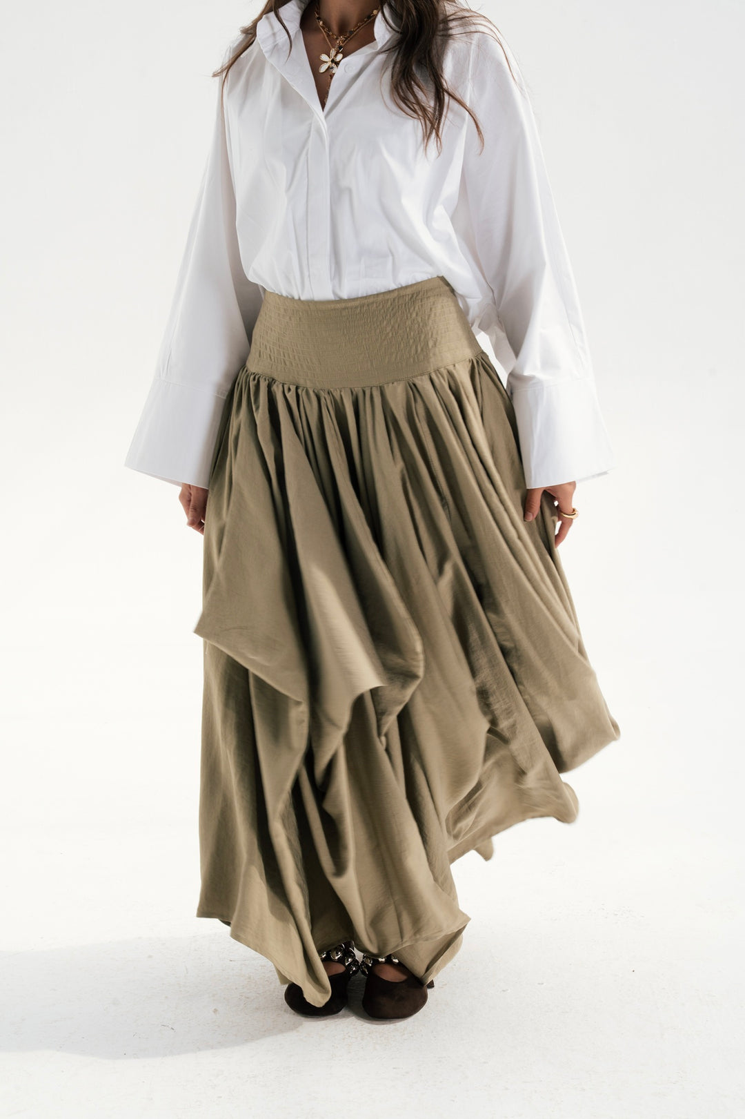 Draped Maxi Skirt