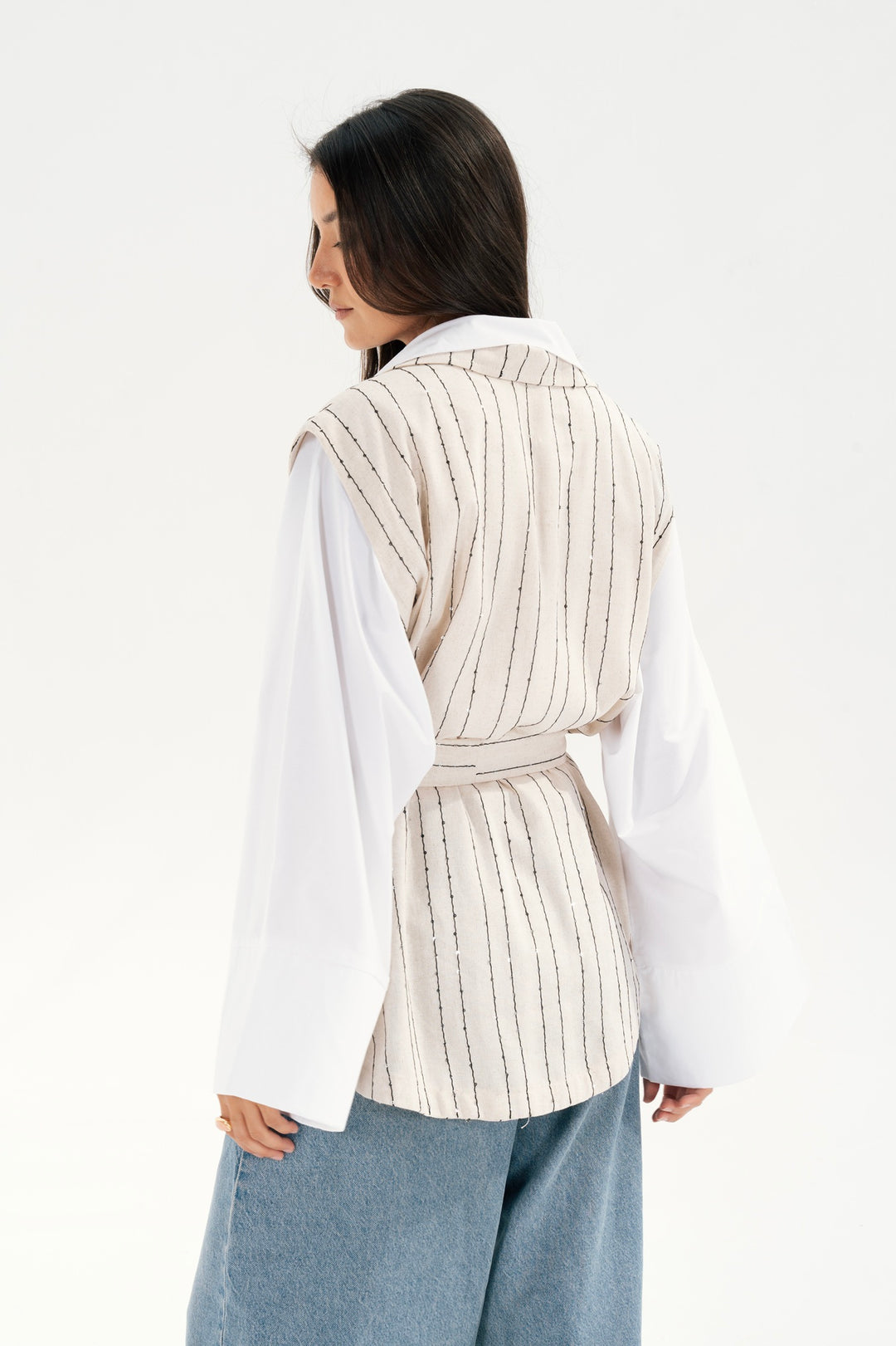 Embroidered Pinstripe Vest