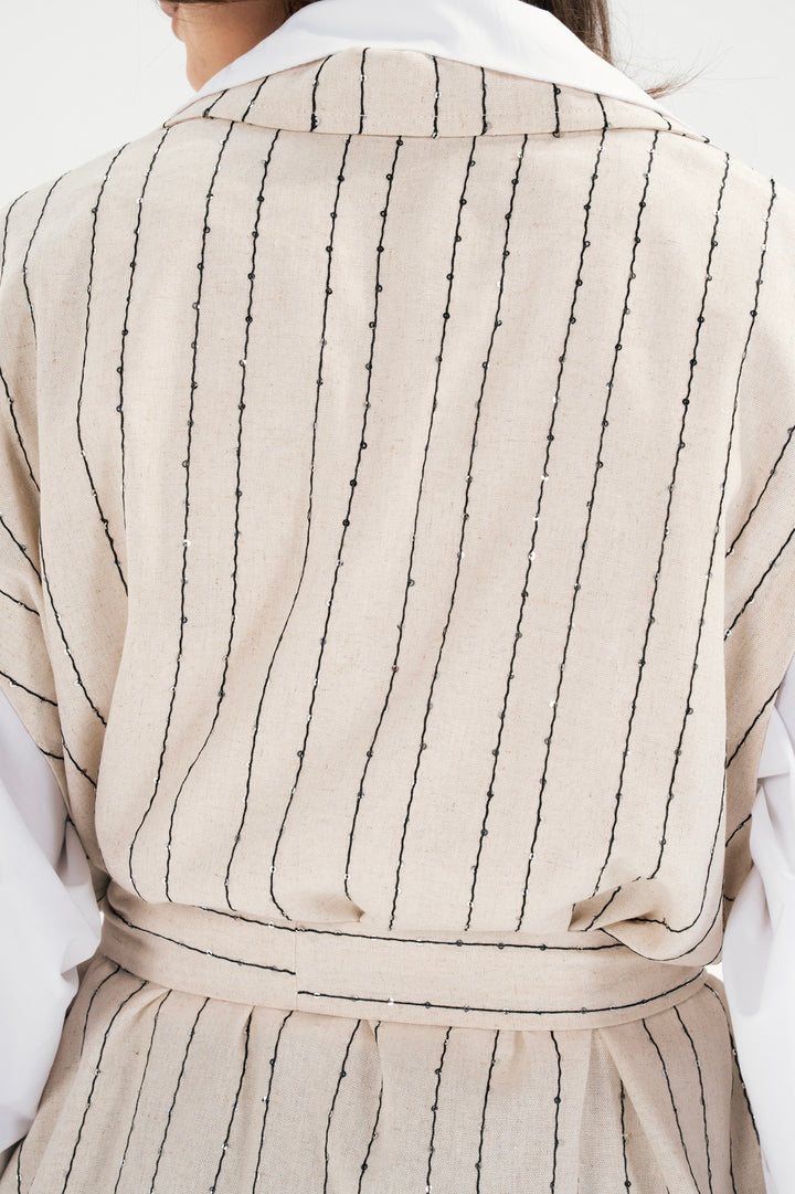 Embroidered Pinstripe Vest