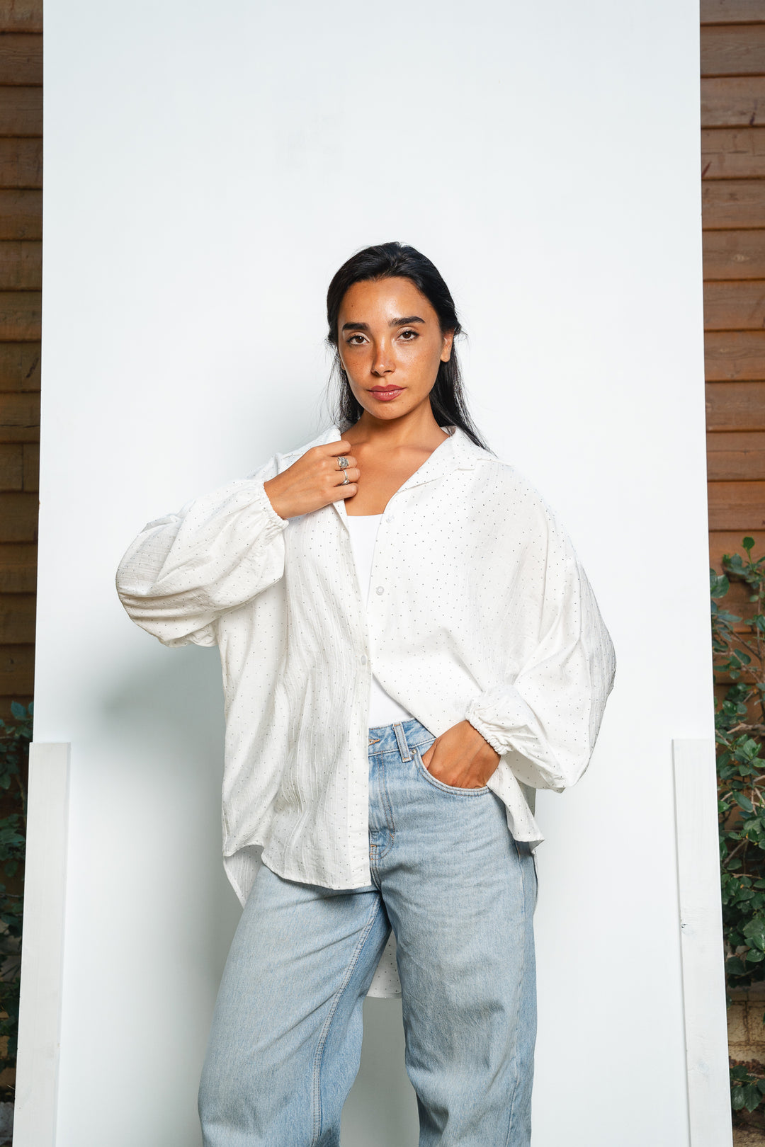Rhinestone Oversized Shirt