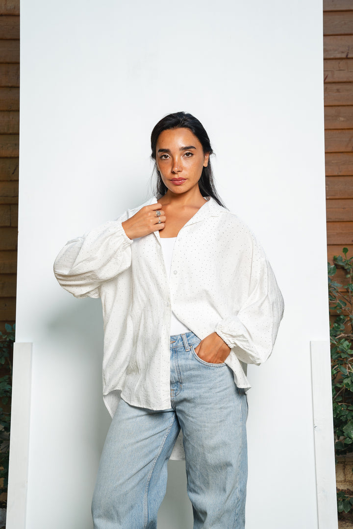 Rhinestone Oversized Shirt