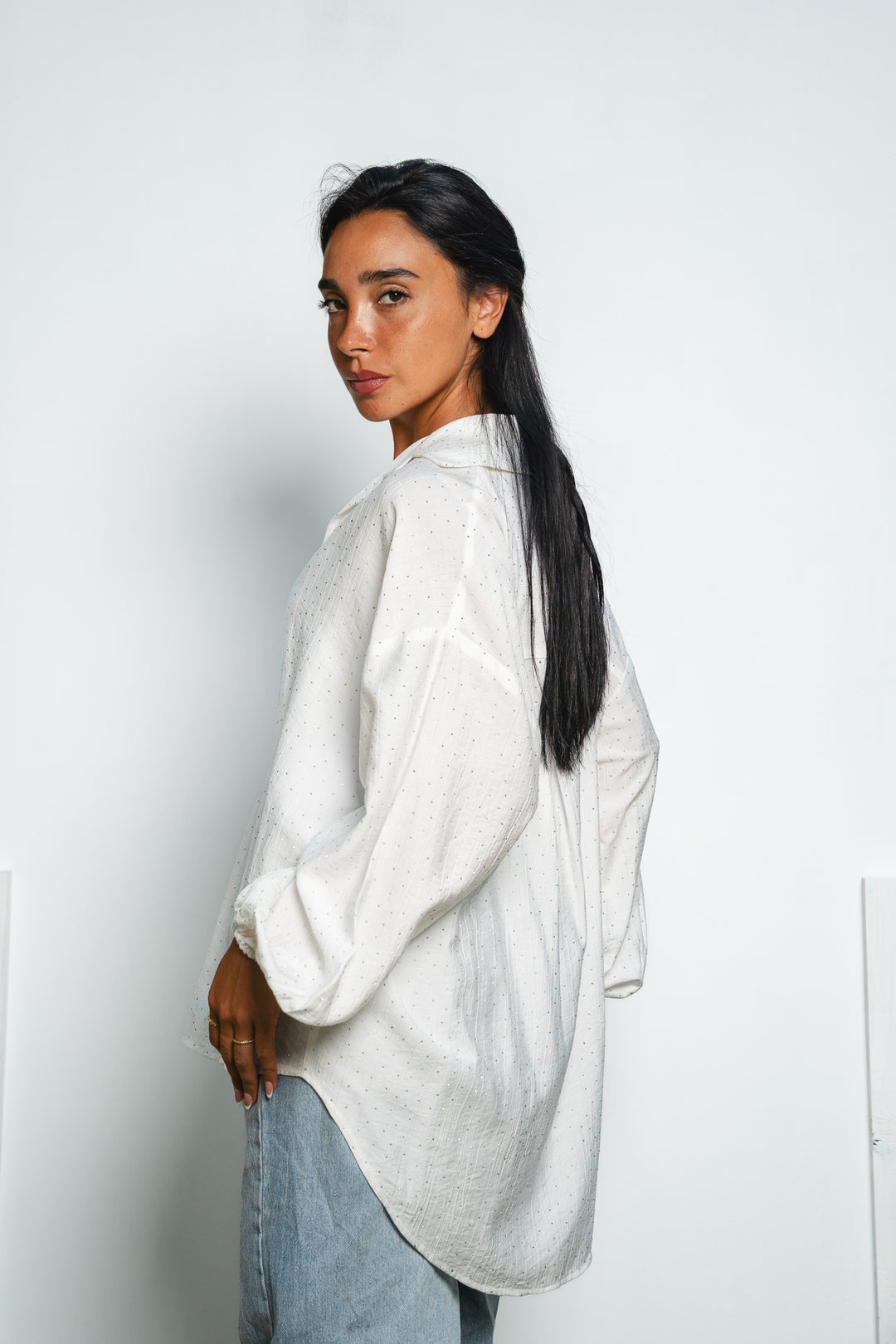 Rhinestone Oversized Shirt