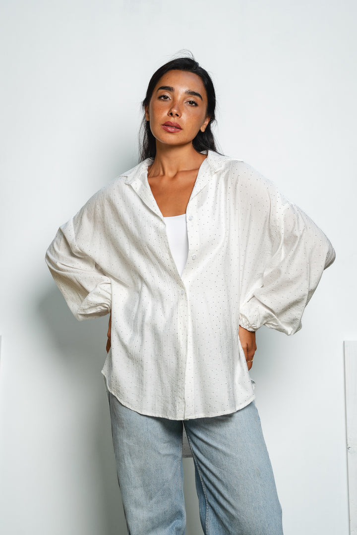 Rhinestone Oversized Shirt