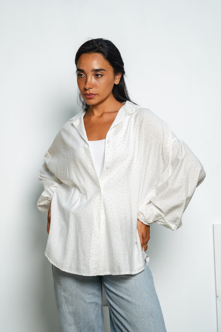 Rhinestone Oversized Shirt