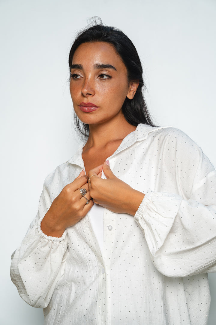 Rhinestone Oversized Shirt