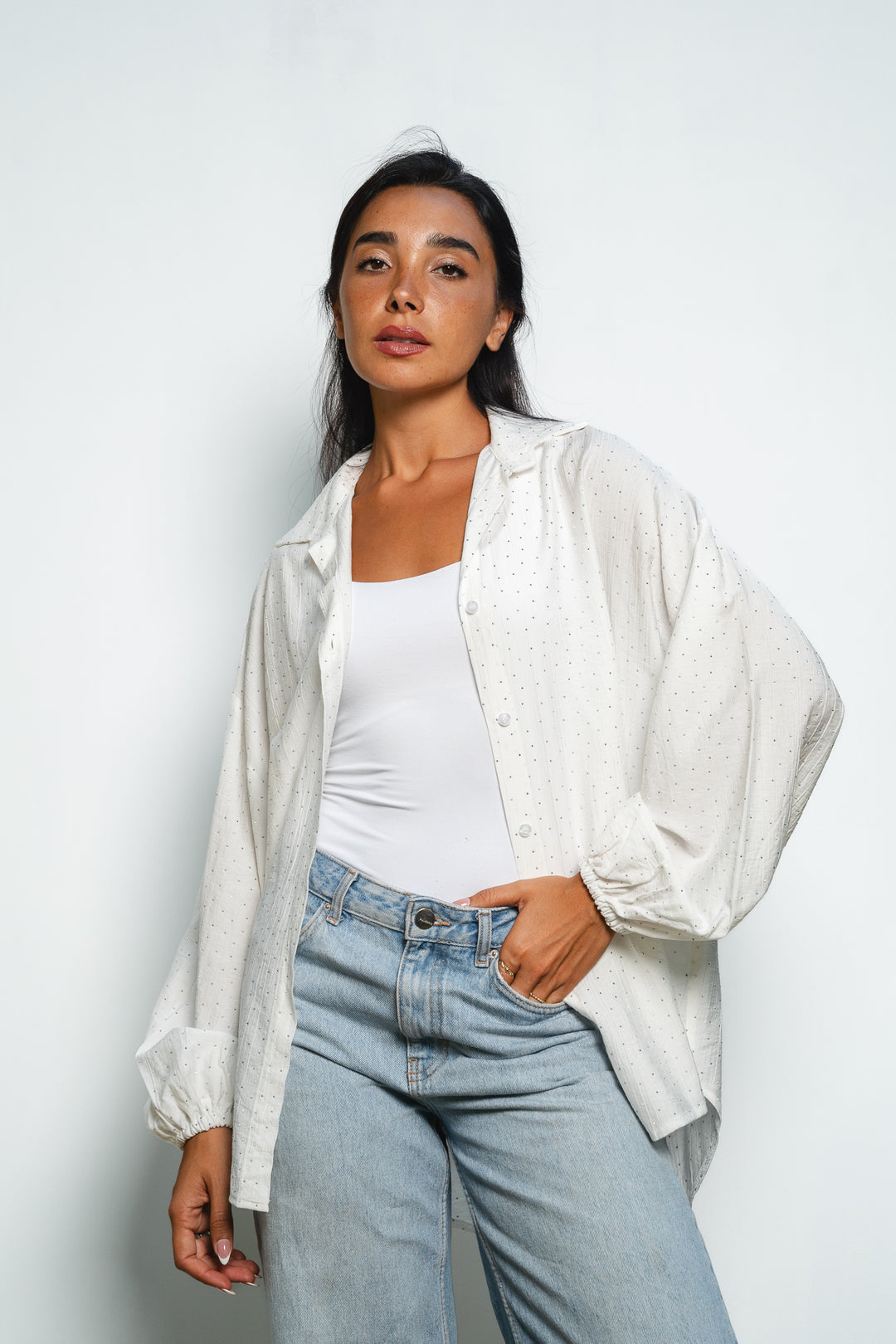 Rhinestone Oversized Shirt