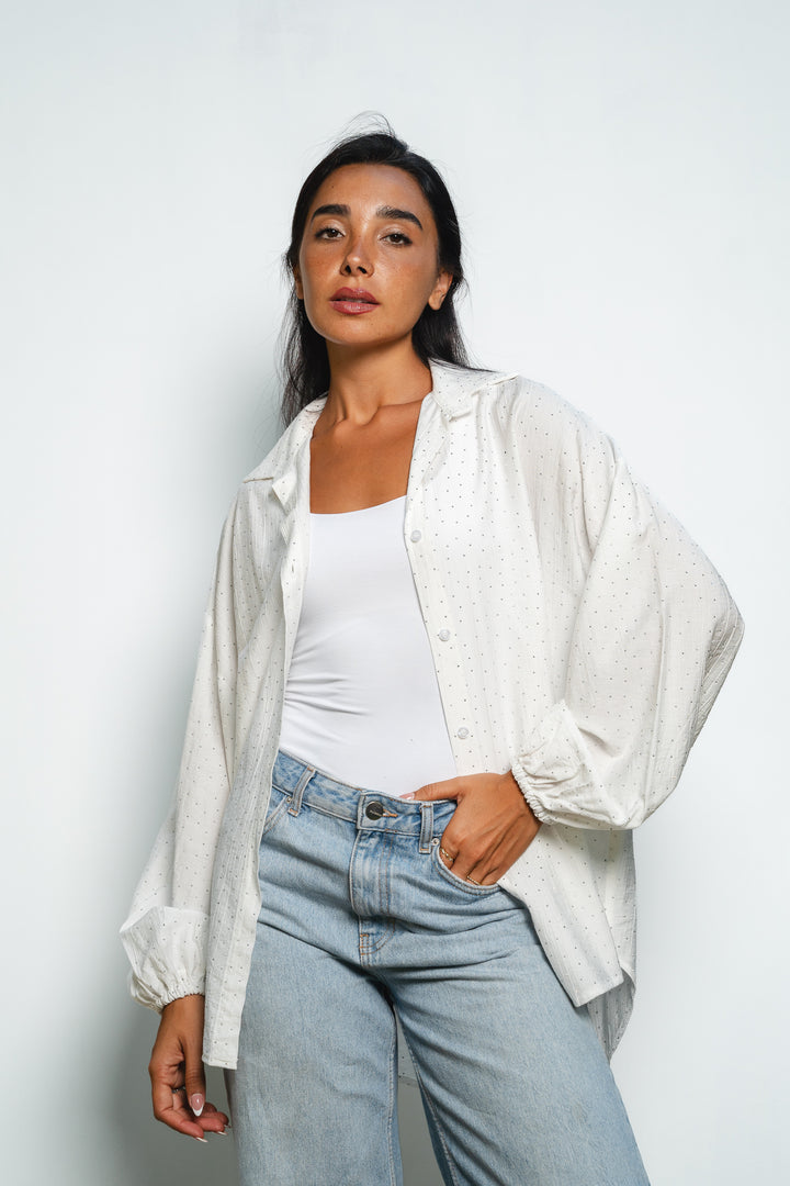 Rhinestone Oversized Shirt