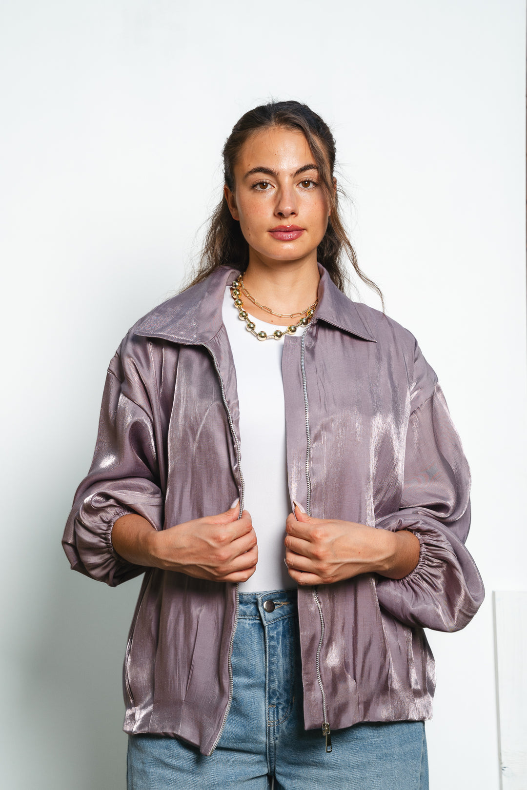 Metallic Zipper Jacket