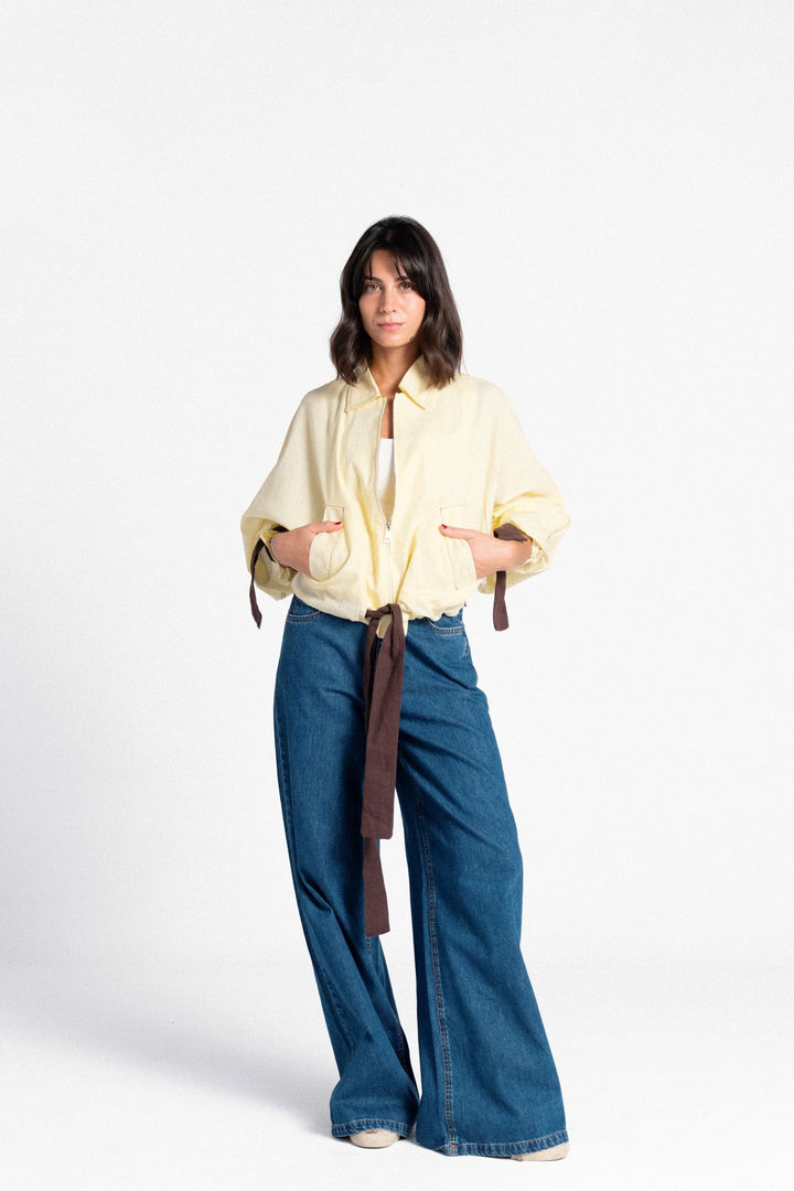 The Dual Tone Zipper Jacket - Yellow