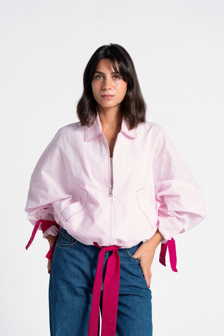 The Dual Tone Zipper Jacket - Pink
