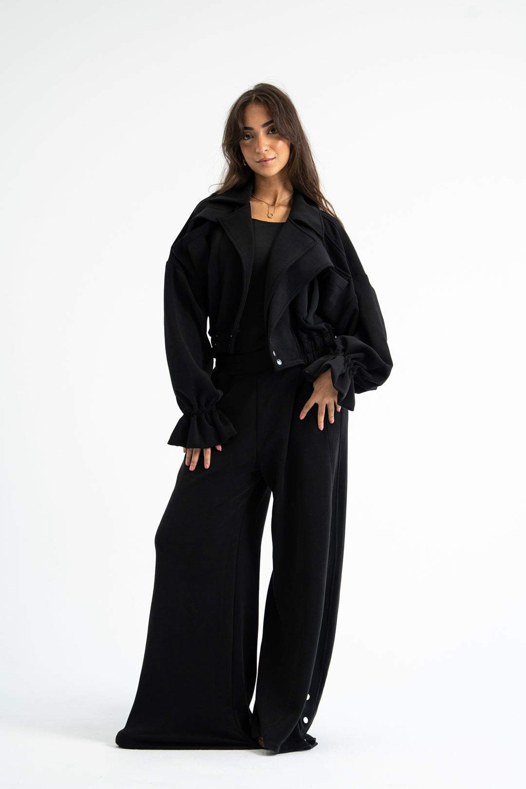 The Cuff Cropped Jacket - Black