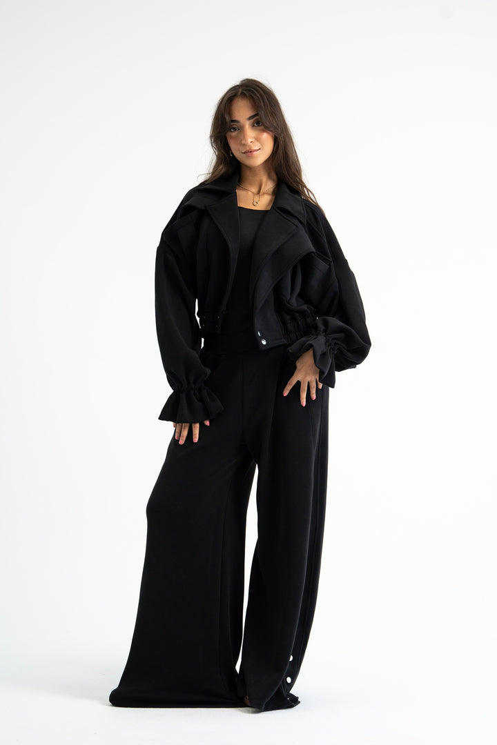 The Cuff Cropped Jacket - Black