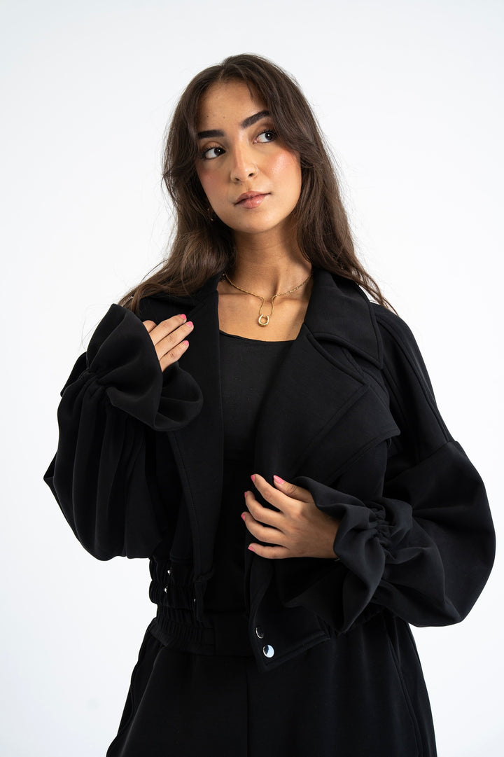 The Cuff Cropped Jacket - Black