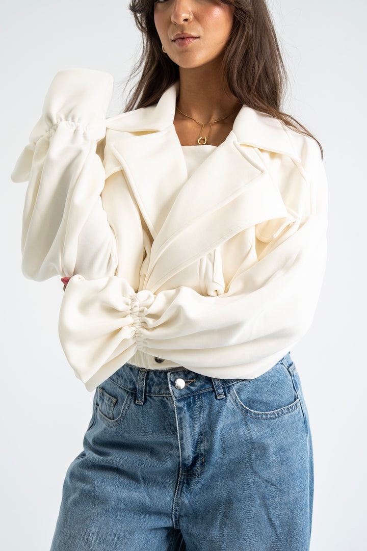 The Cuff Cropped Jacket - Off White
