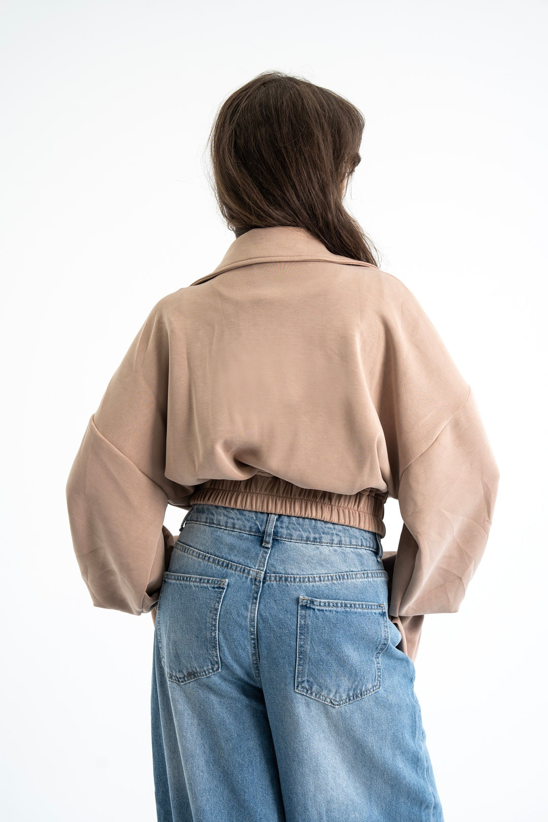 The Cuff Cropped Jacket - Cafe