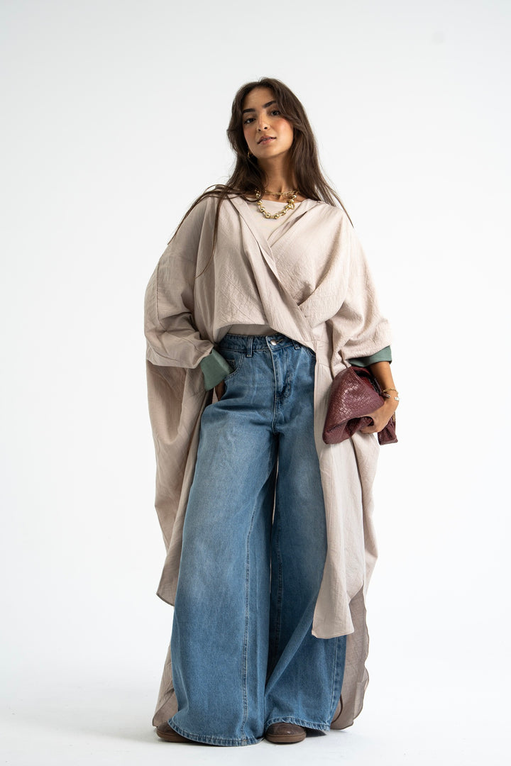 Ease Wrap Shirt -Beige