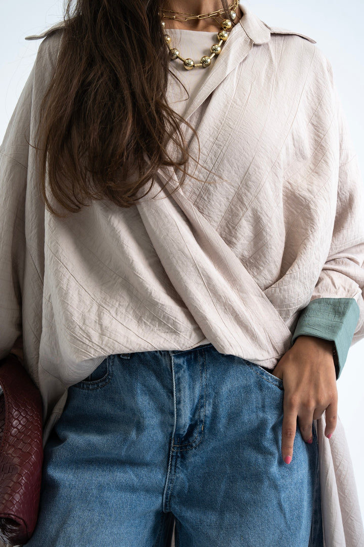 Ease Wrap Shirt -Beige