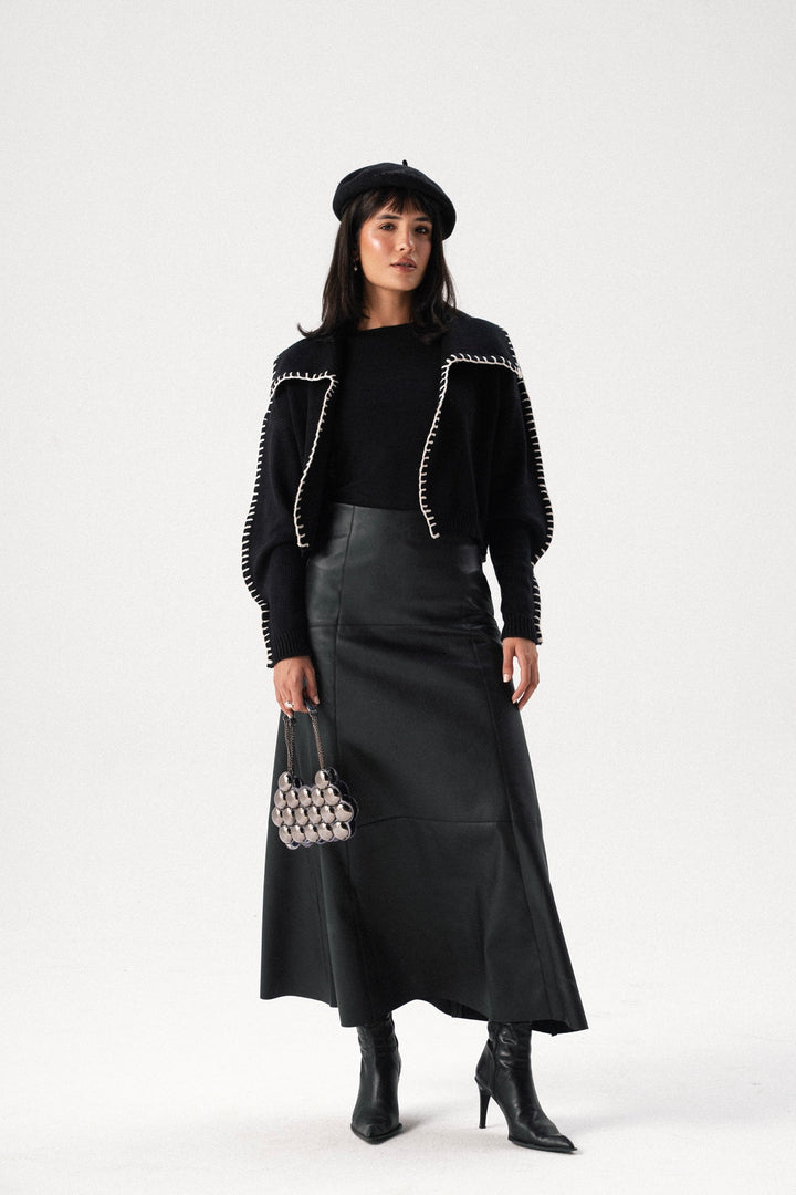 Structured Leather Skirt