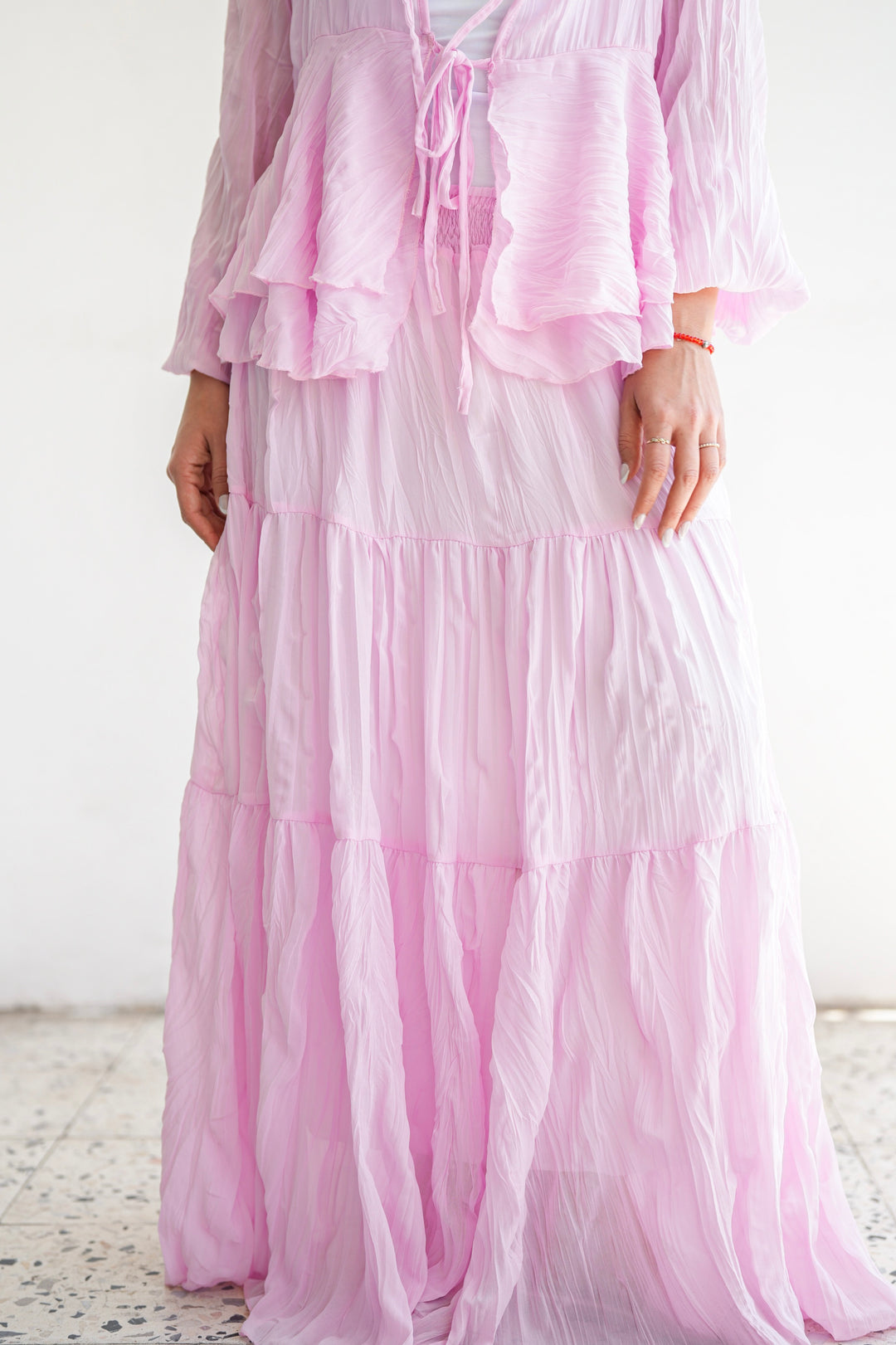Crinkled Chiffon Set - Pink