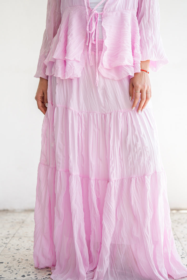 Crinkled Chiffon Set - Pink