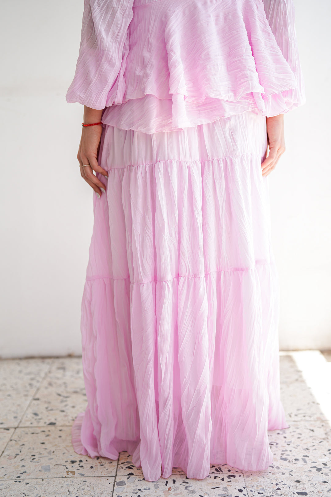 Crinkled Chiffon Set - Pink