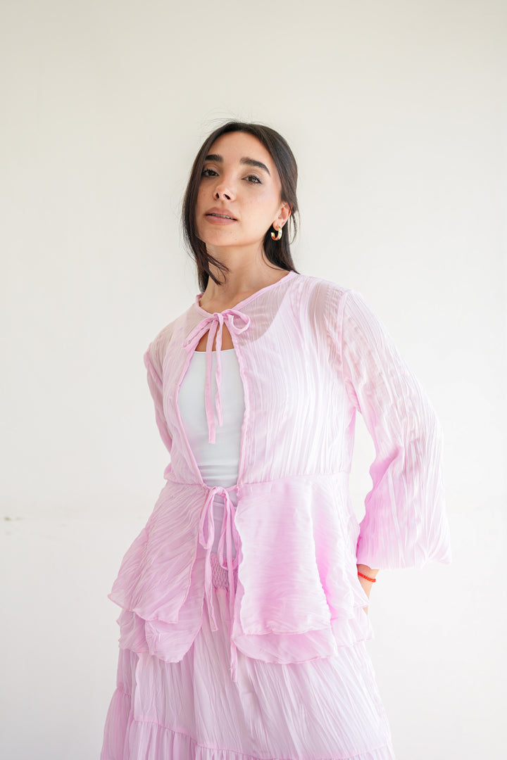 Crinkled Chiffon Set - Pink
