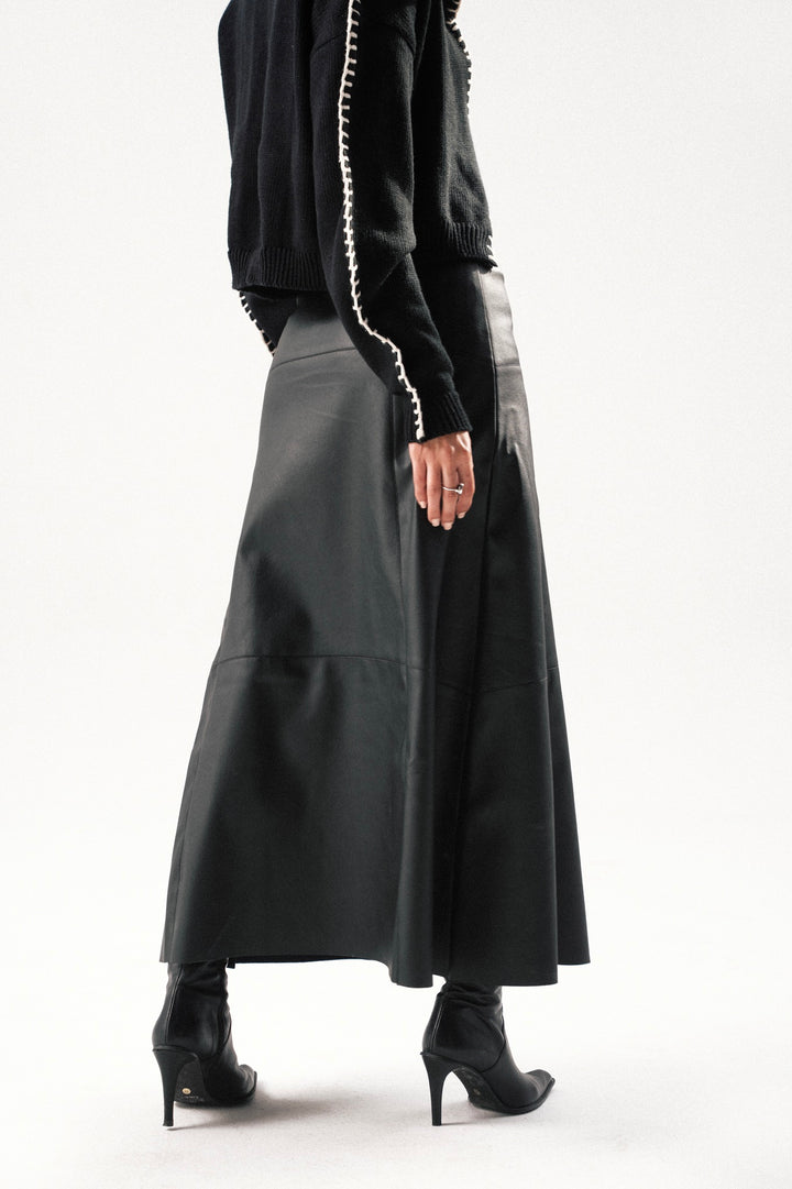 Structured Leather Skirt