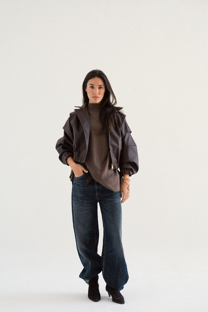 LEATHER BOMBER JACKET