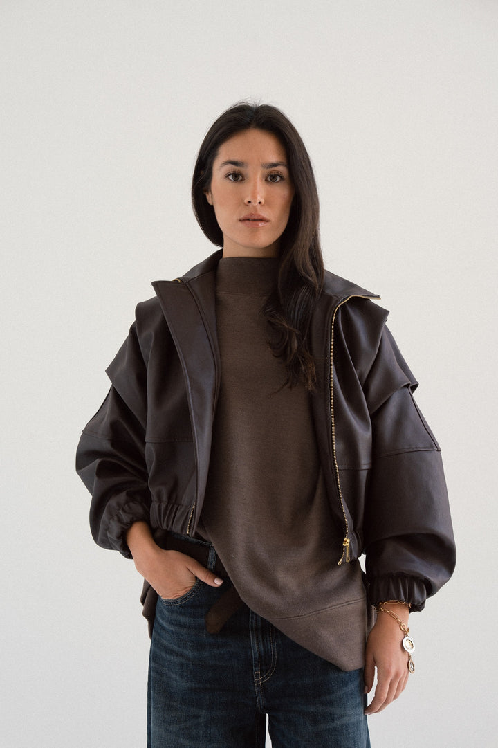 LEATHER BOMBER JACKET