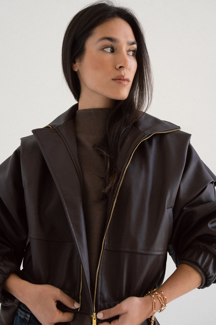 LEATHER BOMBER JACKET