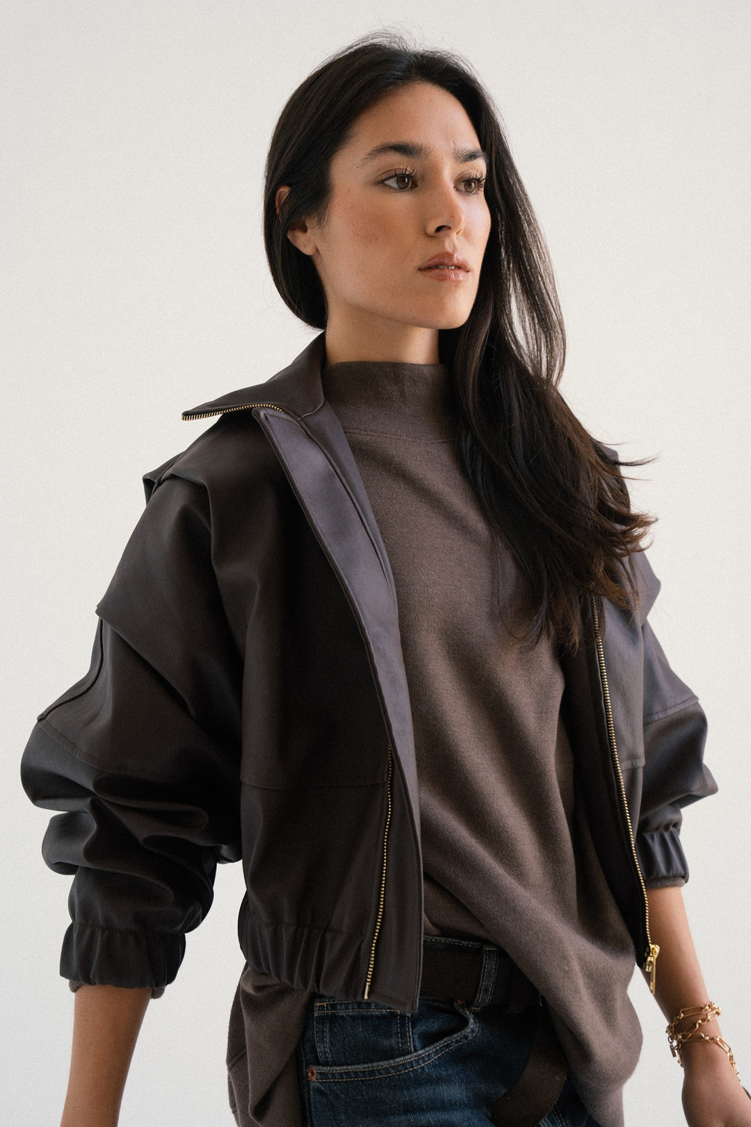 LEATHER BOMBER JACKET