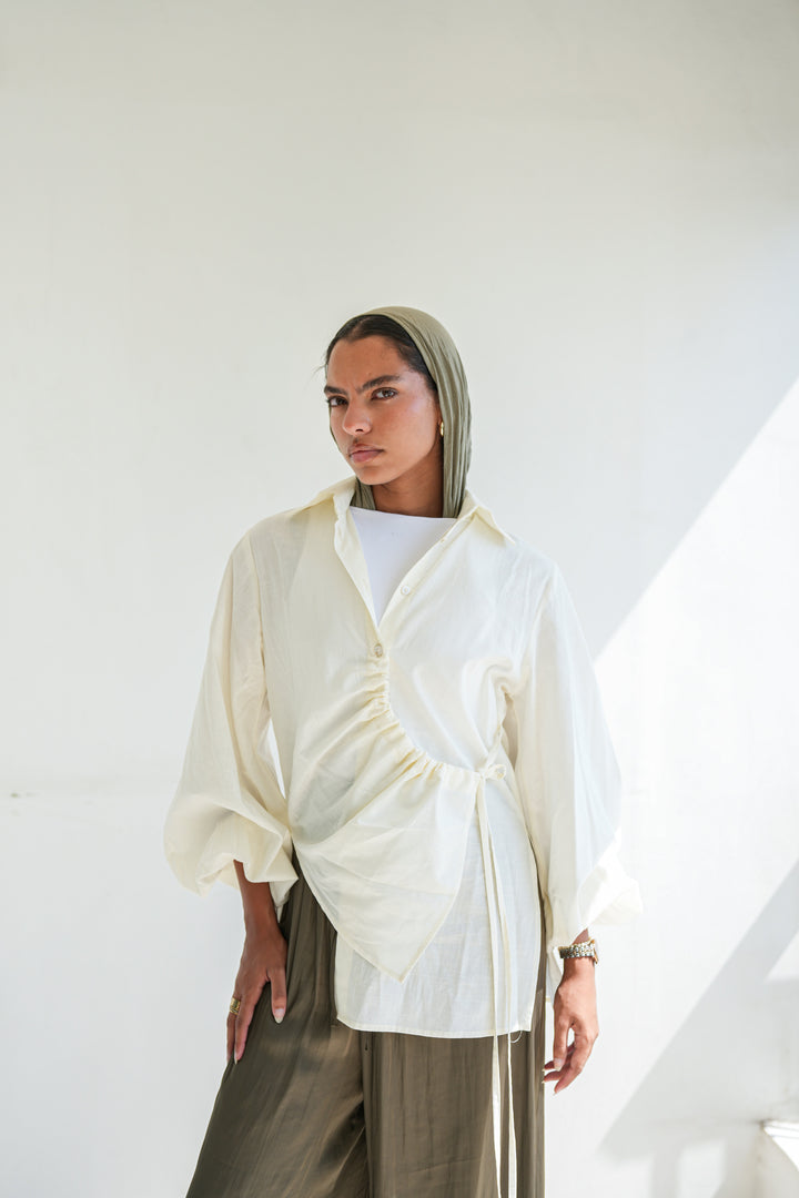 The Wrap Button Shirt - Off White
