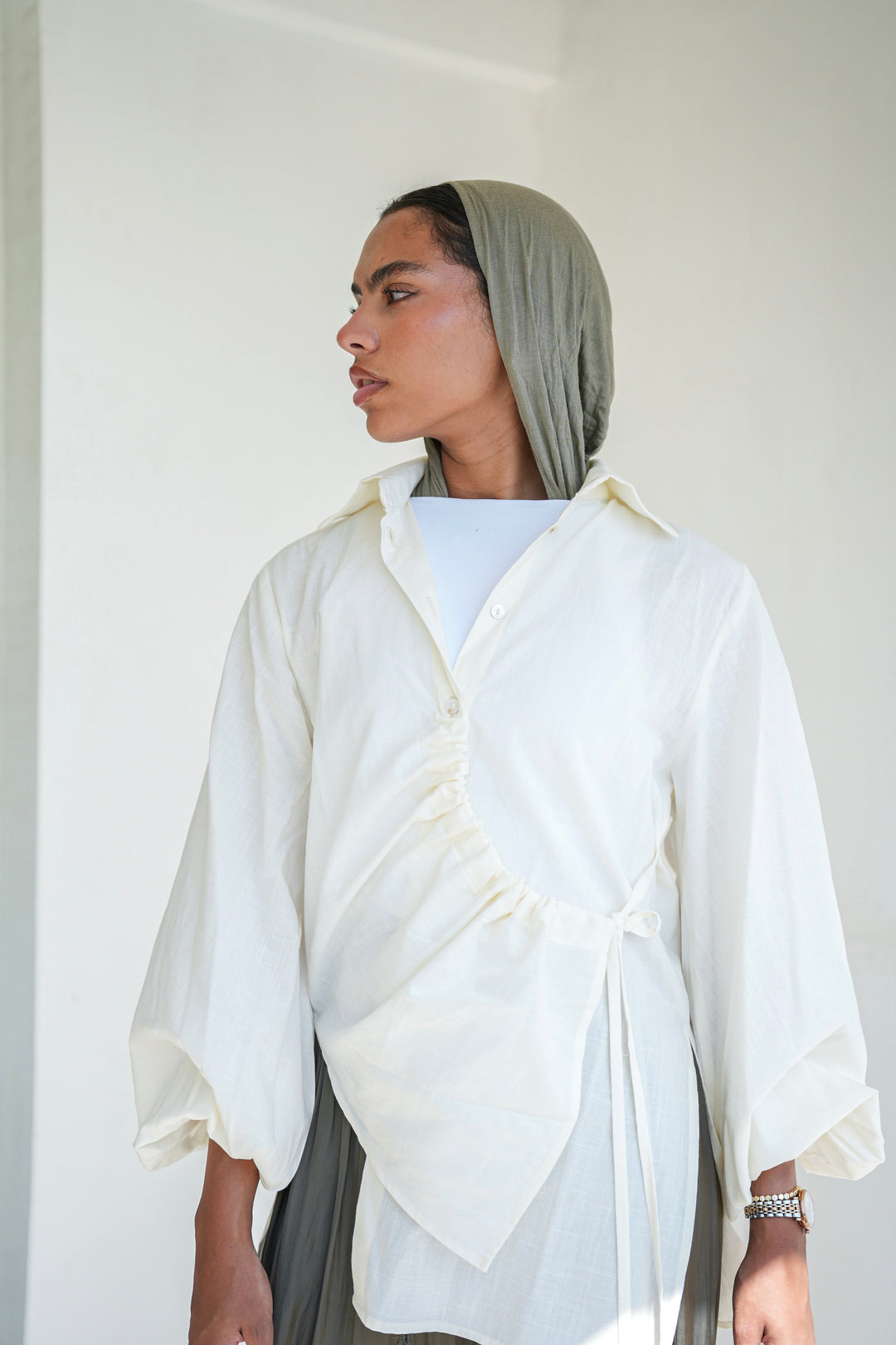 The Wrap Button Shirt - Off White