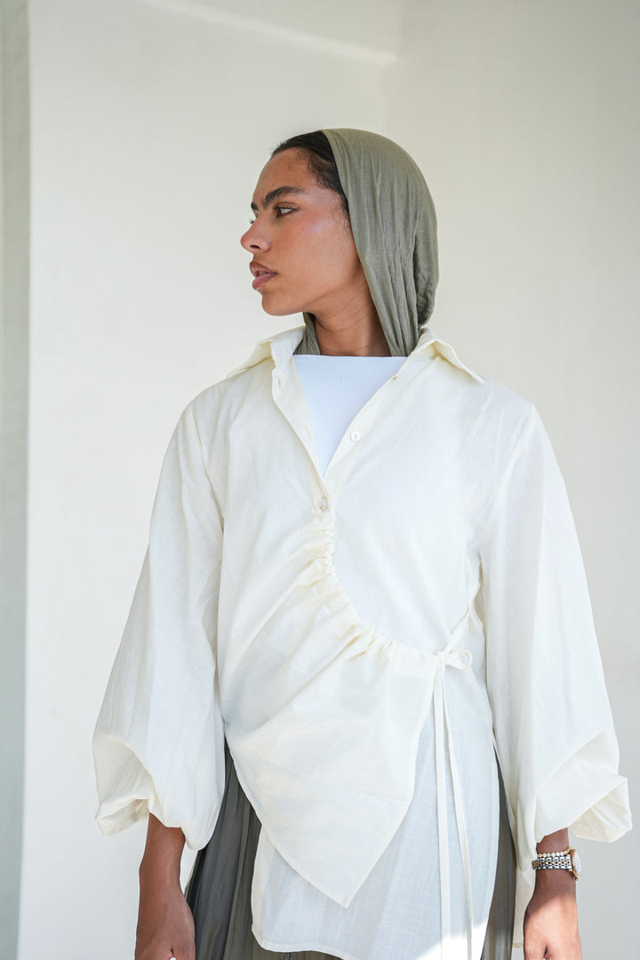 The Wrap Button Shirt - Off White