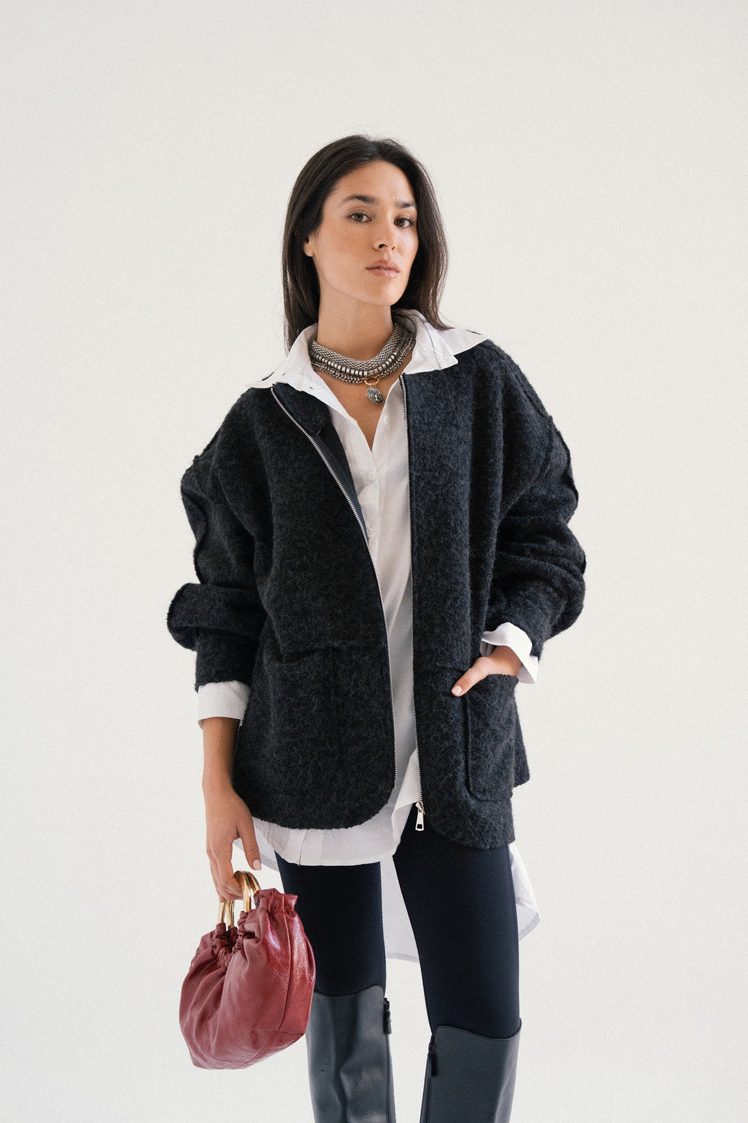 BRUSHED FABRIC JACKET