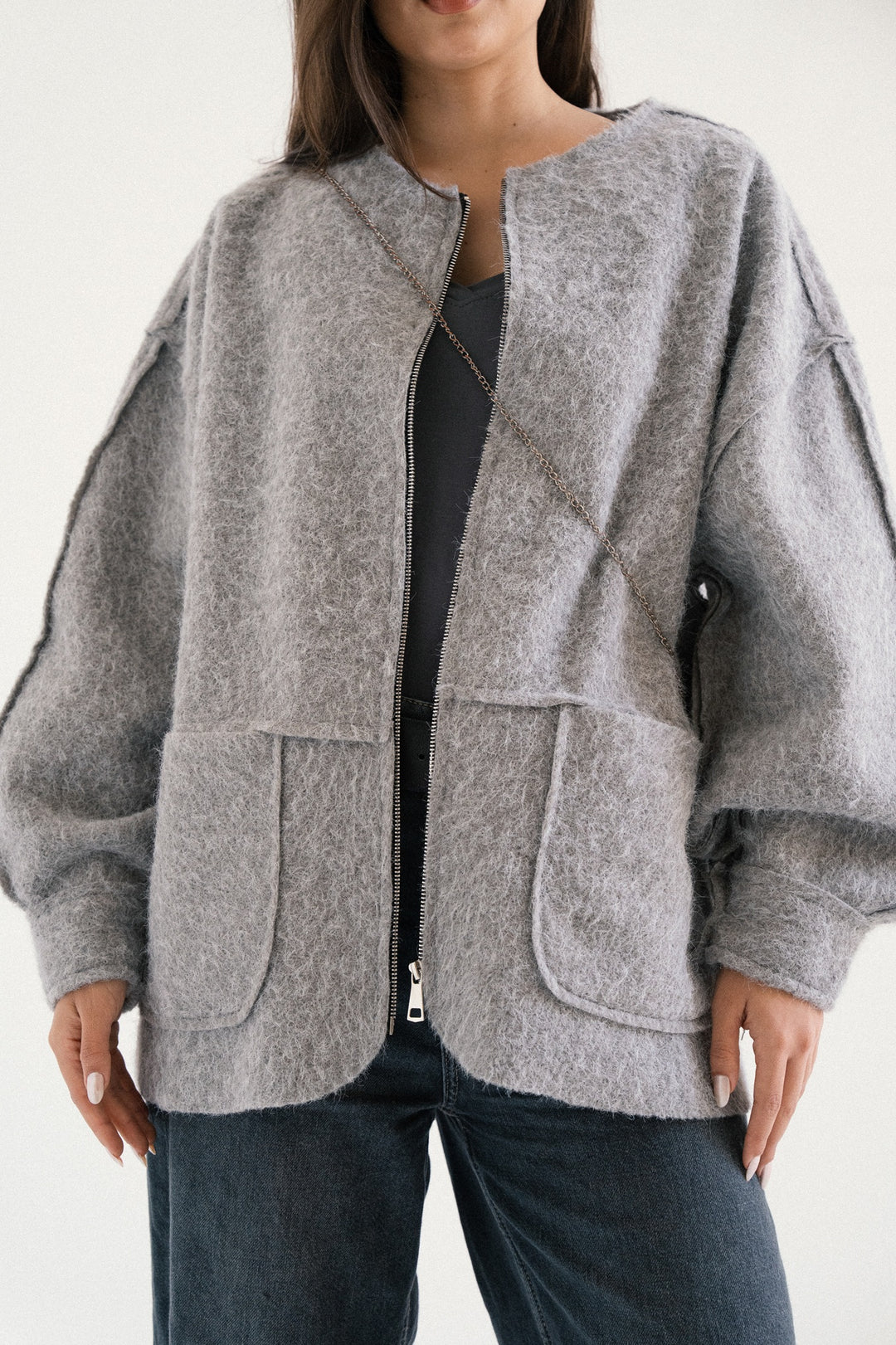 BRUSHED FABRIC JACKET