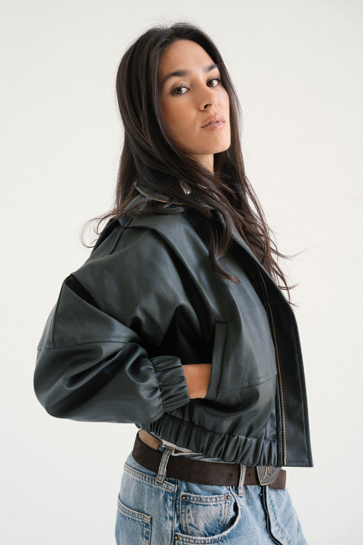 LEATHER BOMBER JACKET