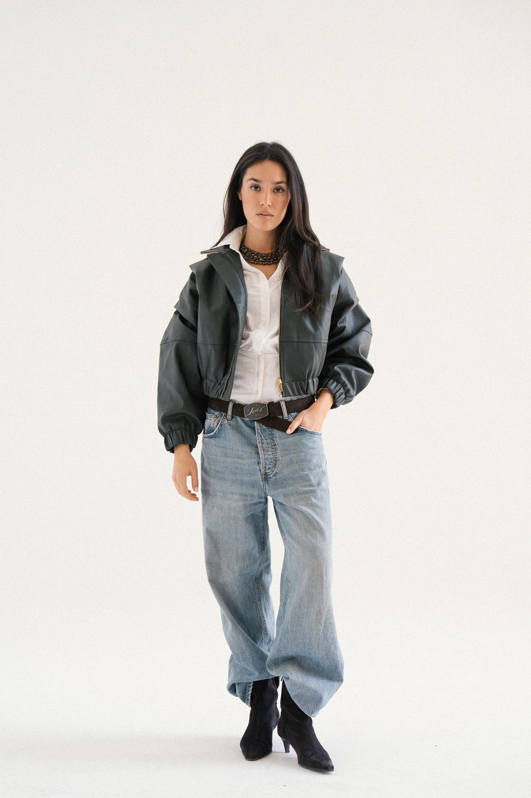 LEATHER BOMBER JACKET