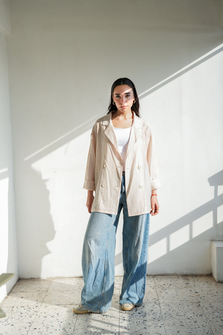 Starlight Shimmery Blazer - Off White