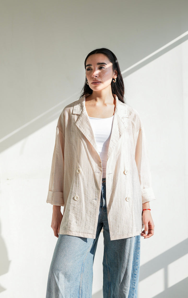 Starlight Shimmery Blazer - Off White