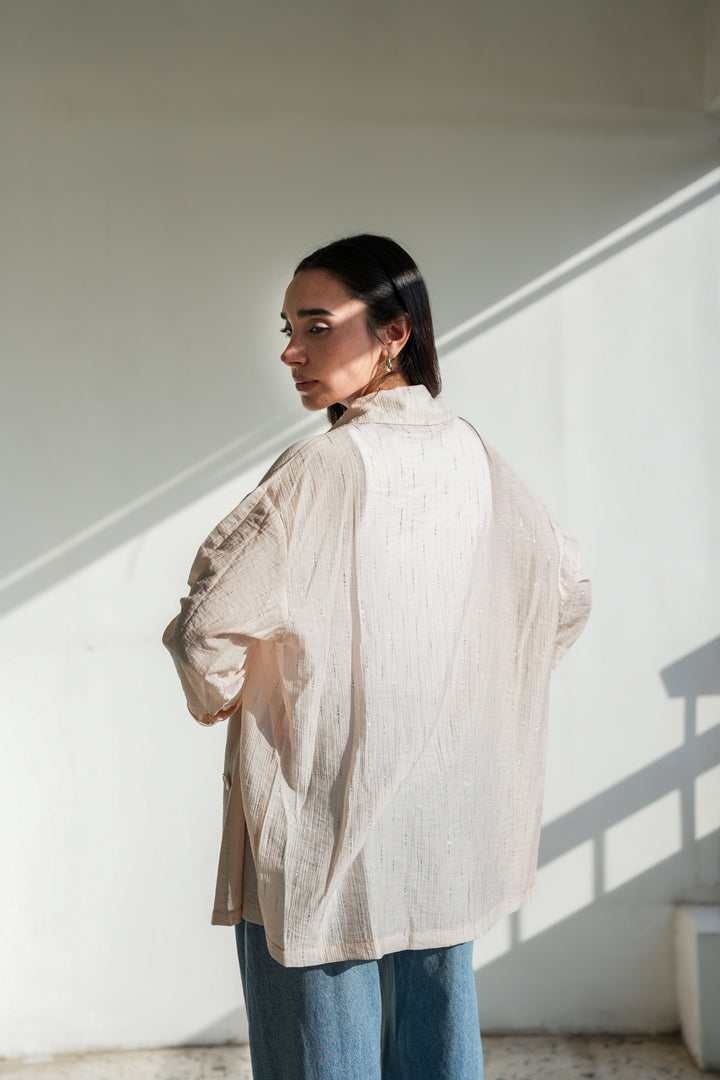 Starlight Shimmery Blazer - Off White