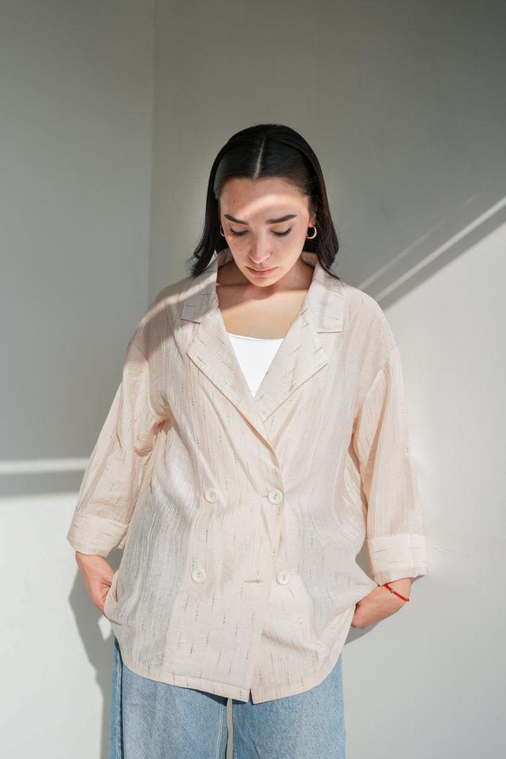 Starlight Shimmery Blazer - Off White