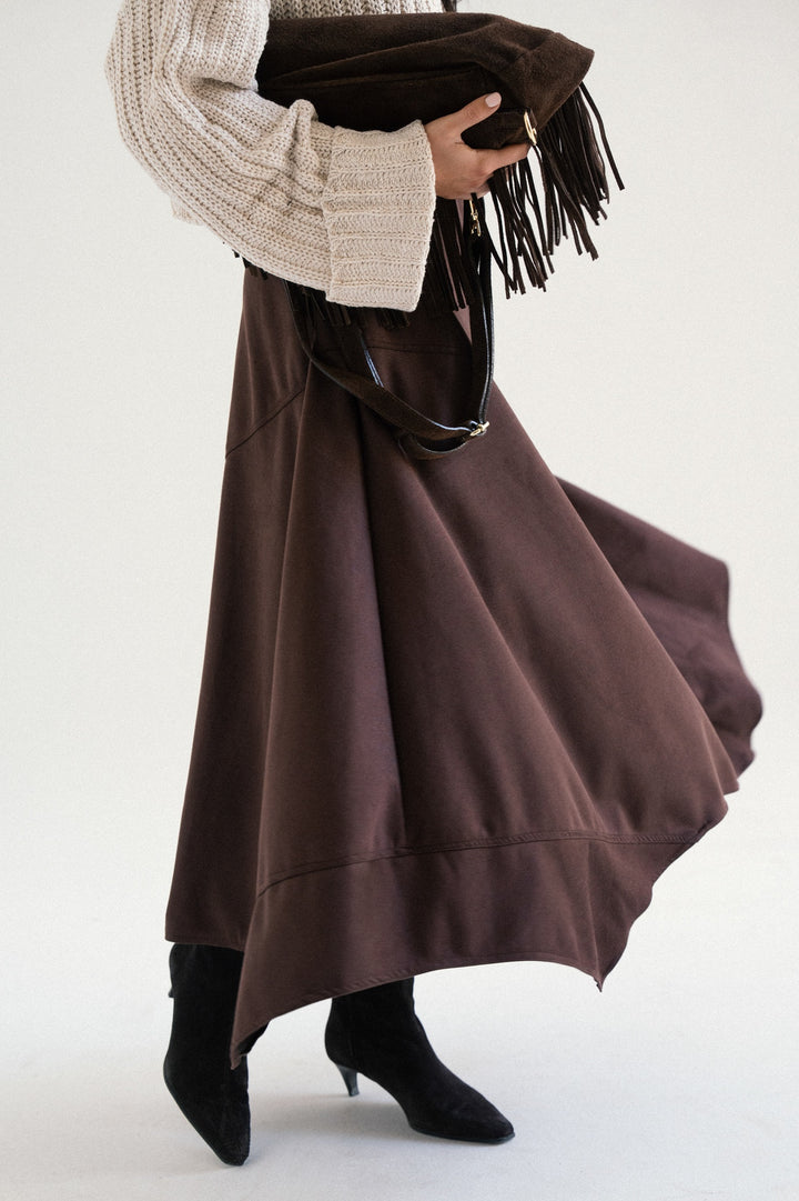 ASYMMETRIC SUEDE SKIRT